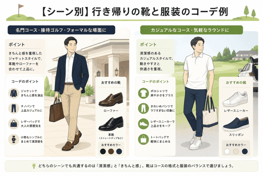 【シーン別】行き帰りの靴と服装のコーデ例