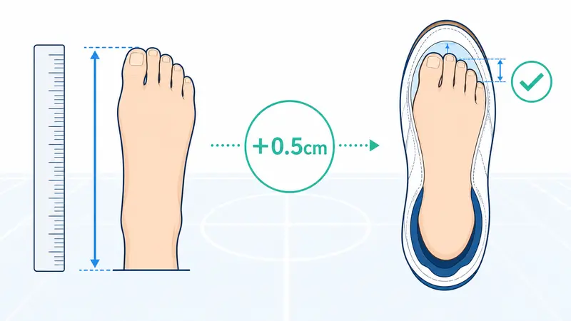②サイズは足の実寸+0.5cmを目安にする