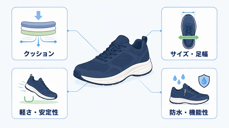 メンズウォーキングシューズの選び方4つのポイント