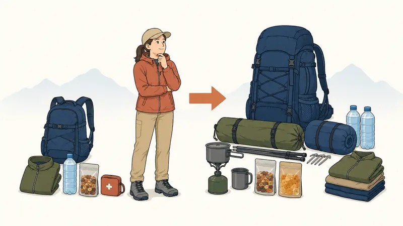 宿泊装備が加わると荷物は一気に増える