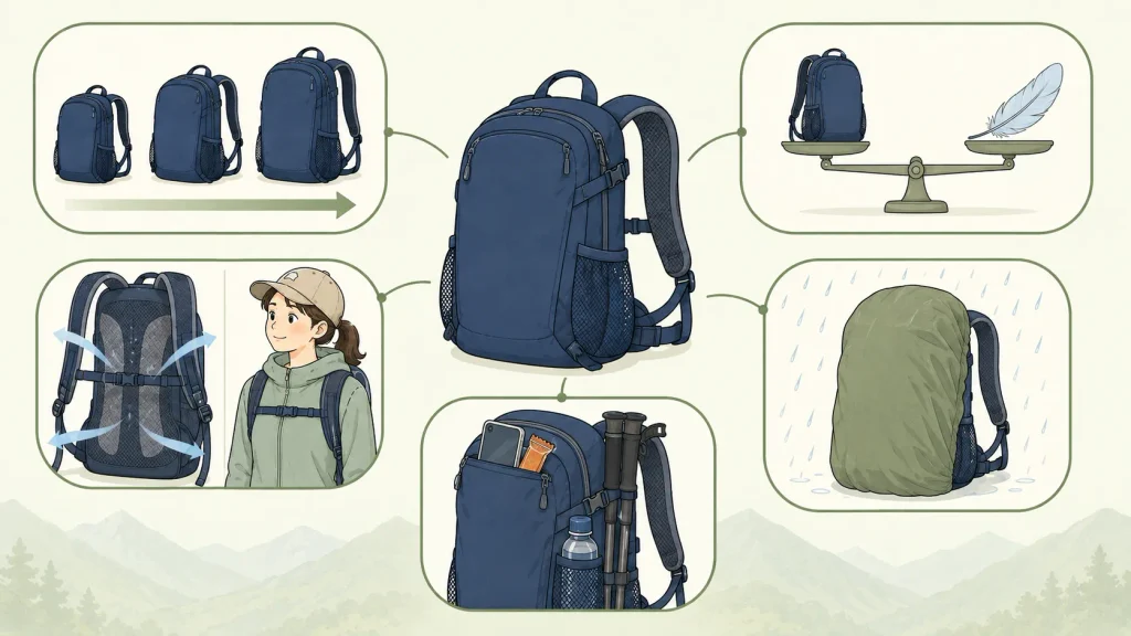 10L前後の登山リュックの選び方5つのポイント