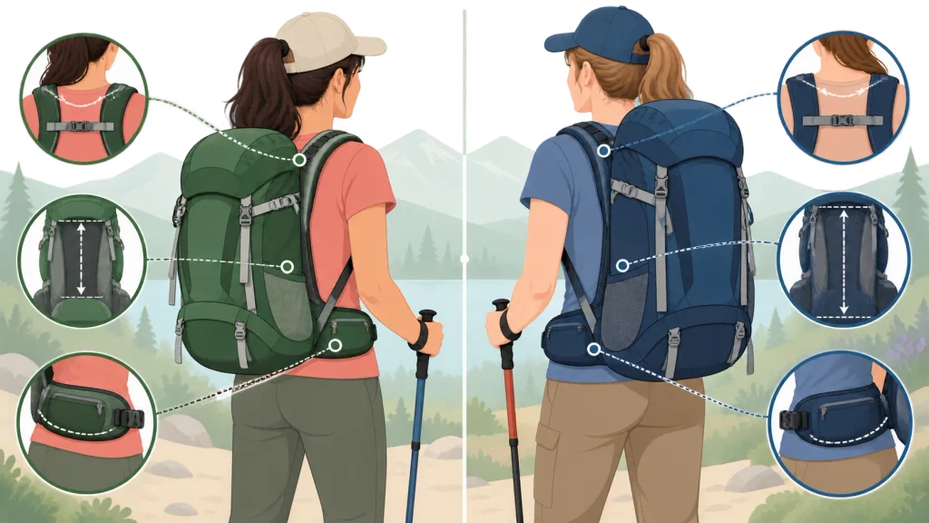 レディース登山リュックとは?女性用と男女兼用の違い