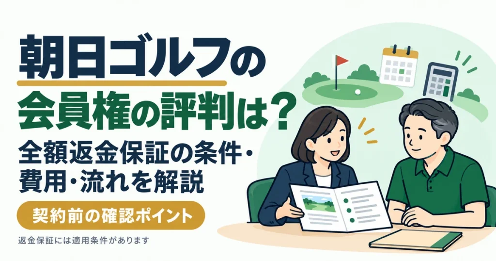 朝日ゴルフの会員権の評判は？全額返金保証の条件・費用・流れを解説