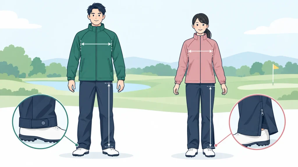 ゴルフレインウェアの基礎知識｜一般的な雨具や男女モデルとの違い